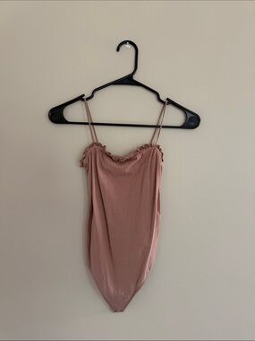 Abercrombie & Fitch Rose Pink Ruffle-Trim Cami Bodysuit